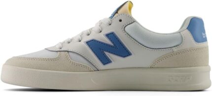 New Balance Men's 300 V3 Court Sneaker, Sea Salt/Chrome Blue/White, 9 | Fashion Sneakers
