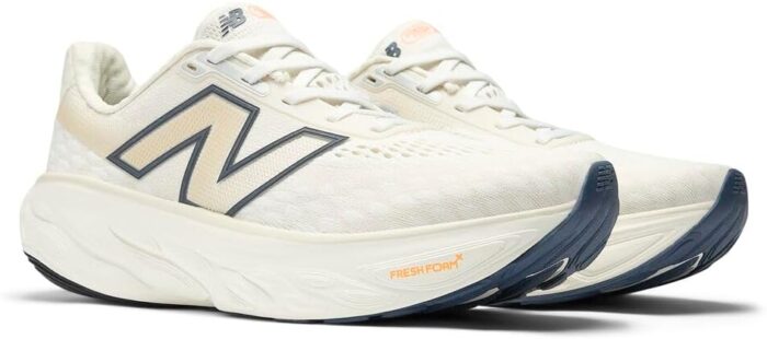 New Balance Women's Fresh Foam X 1080 V14 Running Shoe, Sea Salt/Vintage Indigo/Hot Mango, 9 | Road Running - Image 4