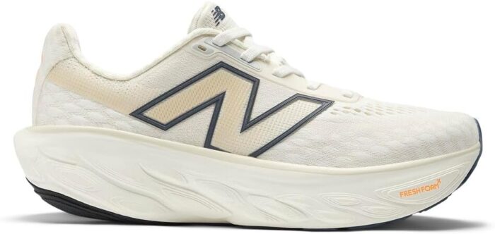 New Balance Women's Fresh Foam X 1080 V14 Running Shoe, Sea Salt/Vintage Indigo/Hot Mango, 9 | Road Running - Image 3
