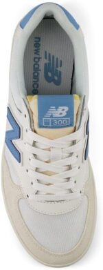 New Balance Men's 300 V3 Court Sneaker, Sea Salt/Chrome Blue/White, 9 | Fashion Sneakers - Image 4
