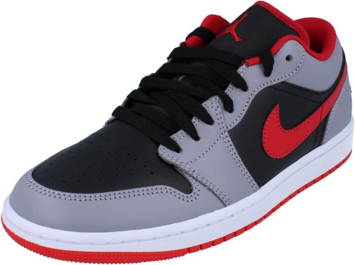 Jordan Men's 1 Low Black/Fire Red-Cement Grey  Basketball - Image 6