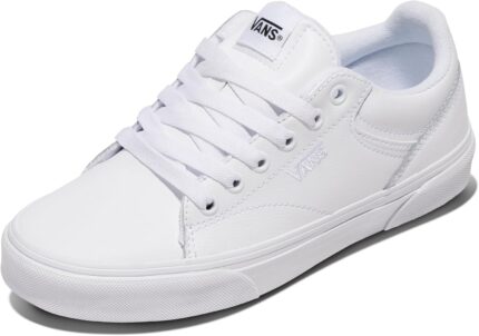 Vans Women's Seldan Shoe | Retro Tennis Inspired Sneakers for Fashion, Work & Everyday Wear, Tumble White/White, 7 | Fashion Sneakers