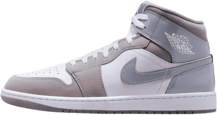 Air Jordan 1 Mid SE Men's Shoes White/Medium Grey/Cool Grey) Size 12 | Fashion Sneakers - Image 1