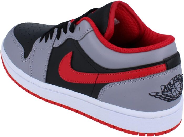 Jordan Men's 1 Low Black/Fire Red-Cement Grey  Basketball - Image 2