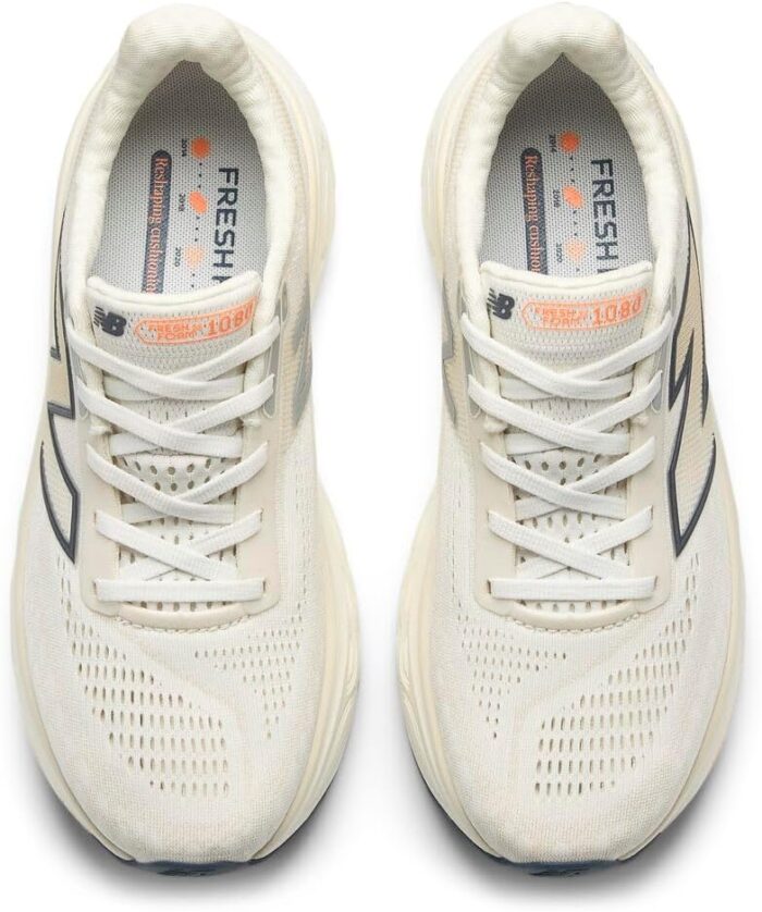 New Balance Women's Fresh Foam X 1080 V14 Running Shoe, Sea Salt/Vintage Indigo/Hot Mango, 9 | Road Running - Image 5