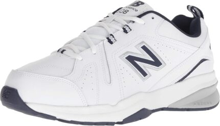 New Balance Men's 608 V5 Casual Comfort Cross Trainer, White/Navy, 9.5 Wide | Fitness & Cross-Training