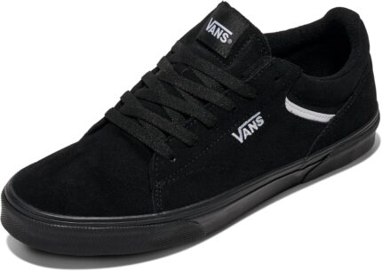 Vans Men's Seldan Shoe | Retro Tennis Inspired Sneakers for Fashion, Work & Everyday Wear, Suede Black/Black, 9.5 | Skateboarding