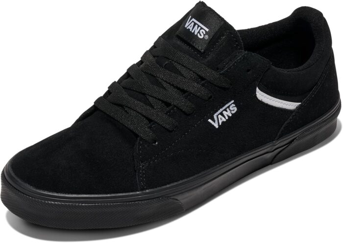Vans Men's Seldan Shoe | Retro Tennis Inspired Sneakers for Fashion, Work & Everyday Wear, Suede Black/Black, 9.5 | Skateboarding - Image 1