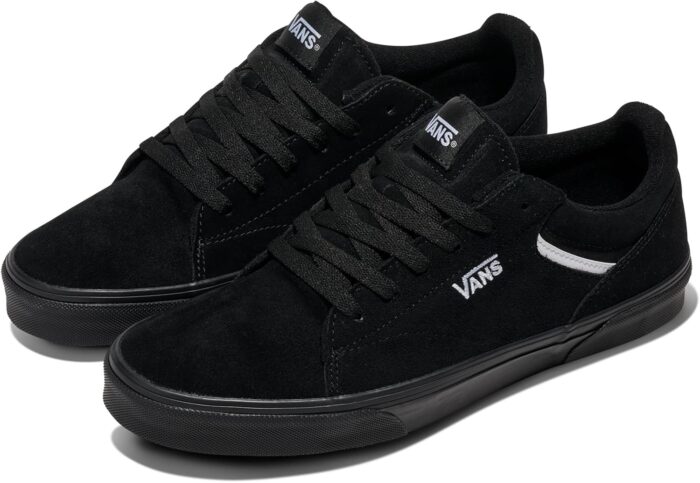 Vans Men's Seldan Shoe | Retro Tennis Inspired Sneakers for Fashion, Work & Everyday Wear, Suede Black/Black, 10 | Skateboarding - Image 2