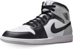 Air Jordan 1 Mid Men's Shoes (White/Light Smoke Grey/Black) Size 9 | Fashion Sneakers
