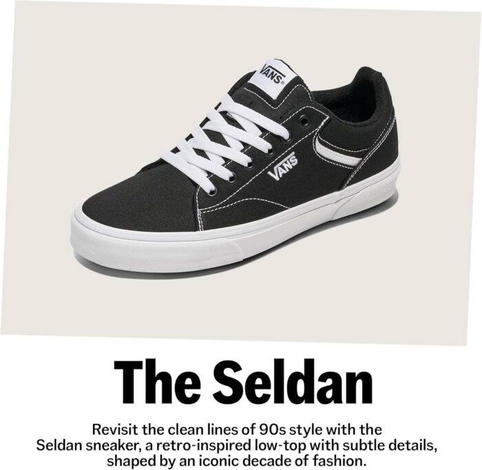 Vans Men's Seldan Shoe | Retro Tennis Inspired Sneakers for Fashion, Work & Everyday Wear, Suede Black/Black, 9.5 | Skateboarding - Image 7