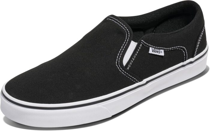 Vans Men's Asher Slip-On Shoe | Comfortable Sneakers for Walking, Fashion & Everyday Wear, Black/White, 10 | Loafers & Slip-Ons - Image 1