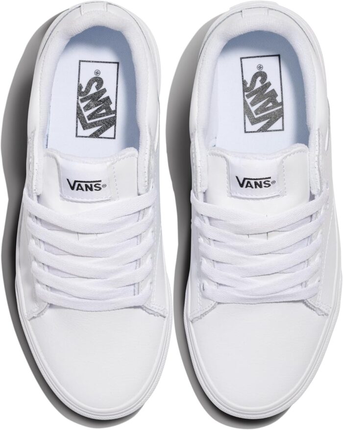 Vans Women's Seldan Shoe | Retro Tennis Inspired Sneakers for Fashion, Work & Everyday Wear, Tumble White/White, 7 | Fashion Sneakers - Image 5