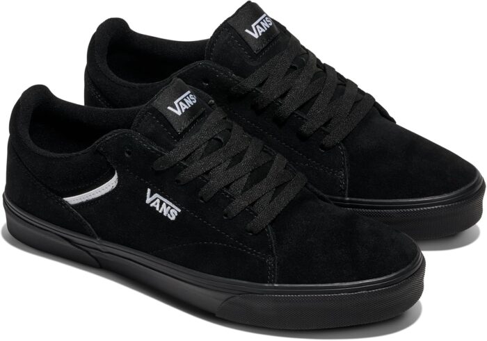 Vans Men's Seldan Shoe | Retro Tennis Inspired Sneakers for Fashion, Work & Everyday Wear, Suede Black/Black, 9.5 | Skateboarding - Image 6