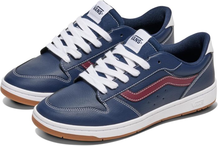 Vans Men's Ryland LS Shoe | Retro Court Sneakers with Tennis Inspired Fashion Details, Leather Dress Blues, 10.5 | Fashion Sneakers - Image 2