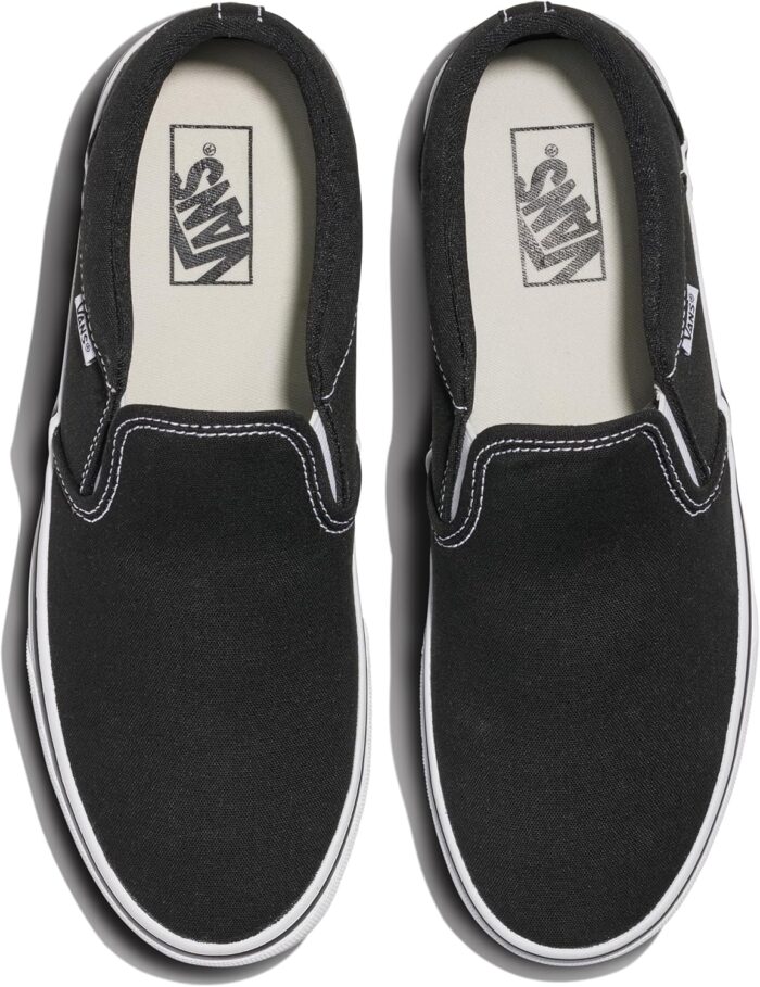 Vans Men's Asher Slip-On Shoe | Comfortable Sneakers for Walking, Fashion & Everyday Wear, Black/White, 10 | Loafers & Slip-Ons - Image 5