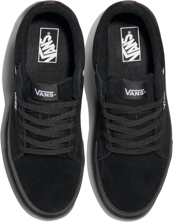 Vans Men's Seldan Shoe | Retro Tennis Inspired Sneakers for Fashion, Work & Everyday Wear, Suede Black/Black, 9.5 | Skateboarding - Image 5